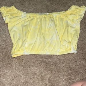 Yellow off the shoulder crop top